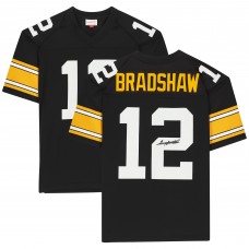 Игровая джерси Autographed Pittsburgh Steelers Terry Bradshaw Fanatics Authentic Mitchell & Ness Throwback Black Replica