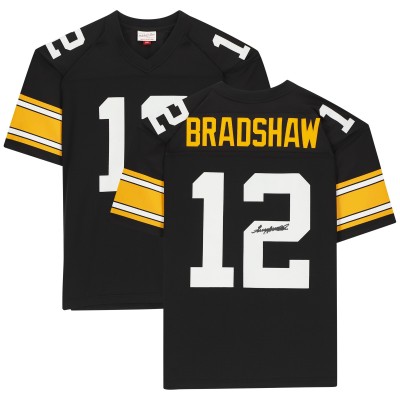 Игровая джерси Autographed Pittsburgh Steelers Terry Bradshaw Fanatics Authentic Mitchell & Ness Throwback Black Replica