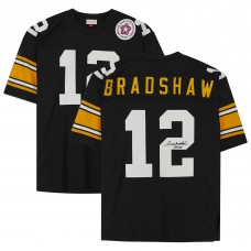 Игровая джерси Autographed Pittsburgh Steelers Terry Bradshaw Fanatics Authentic Black Mitchell & Ness Authentic with HOF 89 Inscription