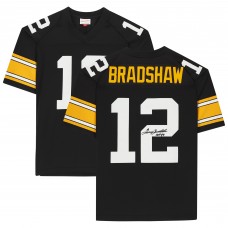 Игровая джерси Autographed Pittsburgh Steelers Terry Bradshaw Fanatics Authentic Mitchell & Ness Throwback Black Replica with HOF 89 Inscription