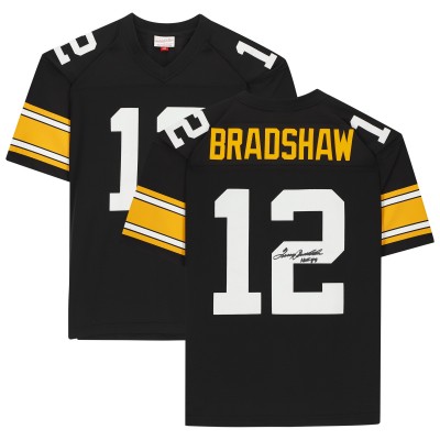 Игровая джерси Autographed Pittsburgh Steelers Terry Bradshaw Fanatics Authentic Mitchell & Ness Throwback Black Replica with HOF 89 Inscription