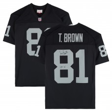 Autographed Las Vegas Raiders Tim Brown Fanatics Authentic Black Mitchell & Ness Replica Jersey with HOF 2015 Inscription
