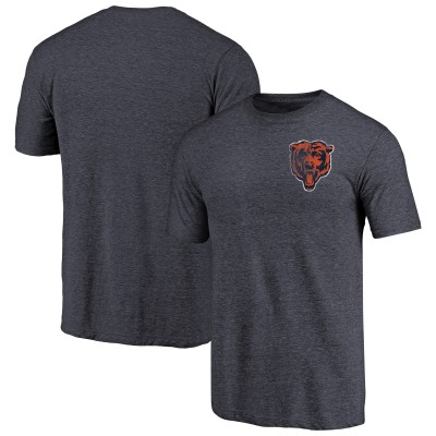Футболка Chicago Bears Heathered Navy Primary Logo Left Chest Distressed Tri-Blend