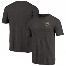 Jacksonville Jaguars Heathered Black Primary Logo Left Chest Distressed Tri-Blend T-Shirt