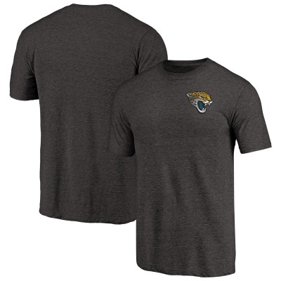 Jacksonville Jaguars Heathered Black Primary Logo Left Chest Distressed Tri-Blend T-Shirt