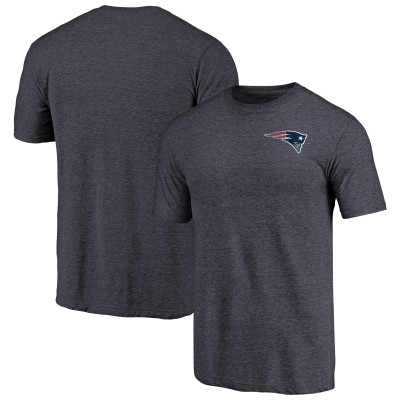 New England Patriots Heathered Navy Primary Logo Left Chest Distressed Tri-Blend T-Shirt
