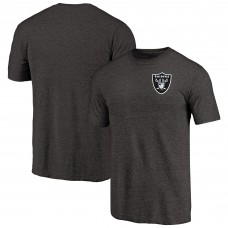 Las Vegas Raiders Heathered Black Primary Logo Left Chest Distressed Tri-Blend T-Shirt