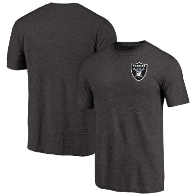 Las Vegas Raiders Heathered Black Primary Logo Left Chest Distressed Tri-Blend T-Shirt