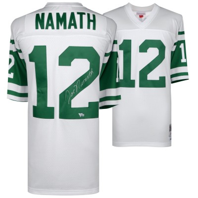 Autographed New York Jets Joe Namath Fanatics Authentic White Mitchell & Ness Replica Jersey