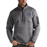 Indianapolis Colts Antigua Charcoal Fortune Quarter-Zip Pullover Jacket