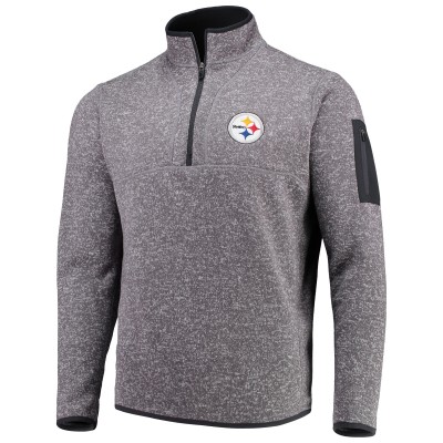 Pittsburgh Steelers Antigua Charcoal Fortune Quarter-Zip Pullover Jacket