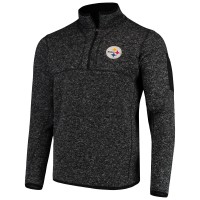 Pittsburgh Steelers Antigua Heather Black Fortune Quarter-Zip Pullover Jacket