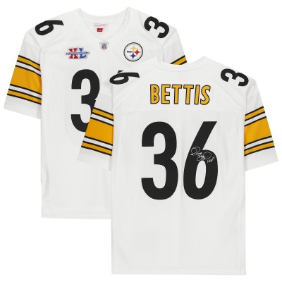 Игровая джерси Autographed Pittsburgh Steelers Jerome Bettis Fanatics Authentic White Super Bowl XL Authentic Mitchell & Ness with HOF 15 Inscription
