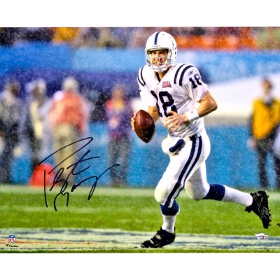 Autographed Indianapolis Colts Peyton Manning Fanatics Authentic 16 x 20 Super Bowl XLI Running in Rain Photograph