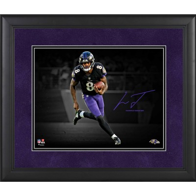 Baltimore Ravens Lamar Jackson Fanatics Authentic Framed 11 x 14 Spotlight Photograph - Facsimile Signature