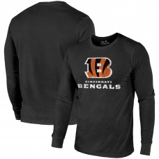 Cincinnati Bengals Majestic Threads Lockup Tri-Blend Long Sleeve T-Shirt - Black