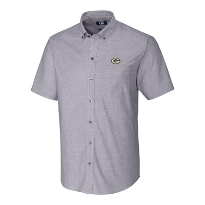 Футболка Green Bay Packers Cutter &amp; Buck Stretch Oxford Woven Button Down - Charcoal
