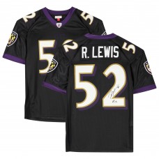 Игровая джерси Autographed Baltimore Ravens Ray Lewis Fanatics Authentic Black Mitchell & Ness Authentic with HOF 18 Inscription