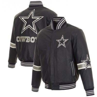 Куртка Dallas Cowboys JH Design Leather Varsity with Leather Applique - Navy