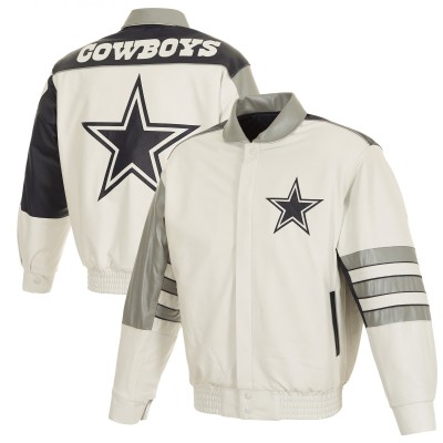 Кожаная куртка Dallas Cowboys JH Design Classic Colorblock - White