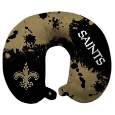 Подушка для путешествий New Orleans Saints Splatter Polyester Snap Closure - Black