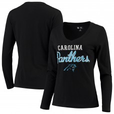 Carolina Panthers G-III 4Her by Carl Banks Womens Post Season Long Sleeve V-Neck T-Shirt - Black