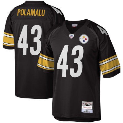Джерси Pittsburgh Steelers Troy Polamalu Mitchell & Ness Black Legacy Replica