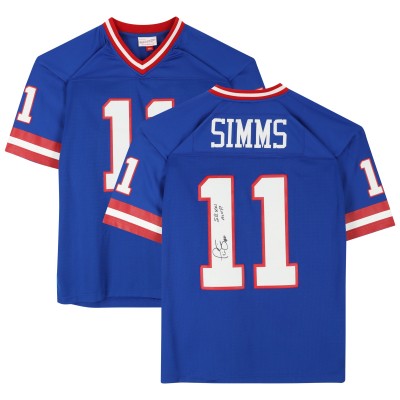 Autographed New York Giants Phil Simms Fanatics Authentic Mitchell & Ness Blue Replica Jersey with SB XXI MVP Inscription