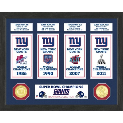 New York Giants Highland Mint 12 x 15 Super Bowl Banner Collection Photo Mint