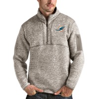 Miami Dolphins Antigua Oatmeal Fortune Quarter-Zip Pullover Jacket
