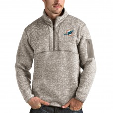 Miami Dolphins Antigua Oatmeal Fortune Quarter-Zip Pullover Jacket