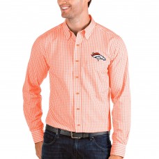 Denver Broncos Antigua Structure Long Sleeve Woven Button-Down Shirt - Orange/White