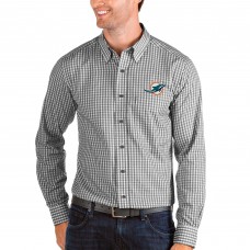 Miami Dolphins Antigua Structure Long Sleeve Woven Button-Down Shirt - Black/White