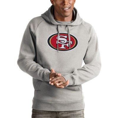 San Francisco 49ers Antigua Heather Gray Victory Pullover Hoodie