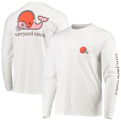 Футболка с длинным рукавом Cleveland Browns Vineyard Vines Whale Helmet - White