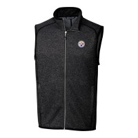Pittsburgh Steelers Cutter & Buck Charcoal Mainsail Sweater Knit Fleece Full-Zip Vest