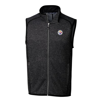 Pittsburgh Steelers Cutter & Buck Charcoal Mainsail Sweater Knit Fleece Full-Zip Vest