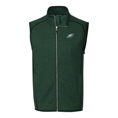 Philadelphia Eagles Cutter & Buck Mainsail Sweater Knit Fleece Full-Zip Vest - Midnight Green