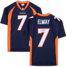 Игровая джерси Autographed Denver Broncos John Elway Fanatics Authentic Mitchell & Ness Navy Replica