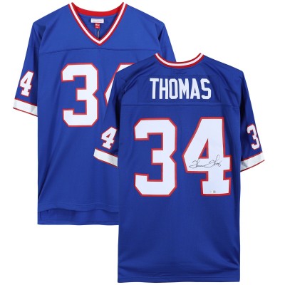 Игровая джерси Autographed Buffalo Bills Thurman Thomas Fanatics Authentic Mitchell & Ness Blue Replica