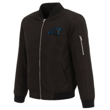 Куртка Carolina Panthers NFL Pro Line by JH Design Black Full-Zip Bomber Lightweight Куртка Carolina Panthers NFL Pro Line by JH Design Black Full-Zip Bomber Lightweight