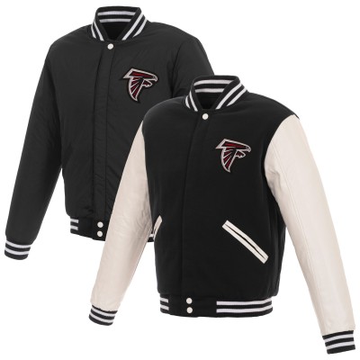 Бомбер Atlanta Falcons JH Design Reversible Fleece with Faux Leather Sleeves - Black/White