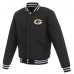 Куртка на кнопках Green Bay Packers NFL Pro Line by Reversible Fleece with Faux Leather Sleeves - Black/White
