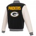 Куртка на кнопках Green Bay Packers NFL Pro Line by Reversible Fleece with Faux Leather Sleeves - Black/White