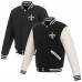 Бомбер New Orleans Saints JH Design Reversible Fleece with Faux Leather Sleeves - Black/White