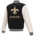 Бомбер New Orleans Saints JH Design Reversible Fleece with Faux Leather Sleeves - Black/White