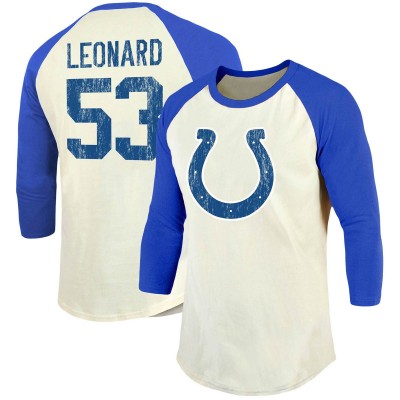 Футболка с рукавом 3/4 Shaquille Leonard Indianapolis Colts Vintage Player Name & Number Raglan - Cream/Royal