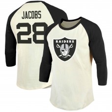 Футболка с рукавом 3/4 Josh Jacobs Las Vegas Raiders Vintage Player Name & Number Raglan - Cream/Black