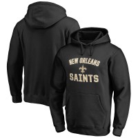 New Orleans Saints Fanatics Black Victory Arch Team Fitted Pullover Hoodie