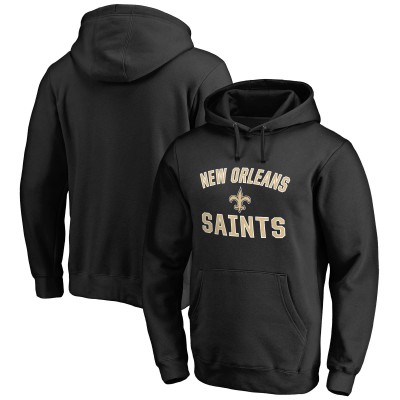 New Orleans Saints Fanatics Black Victory Arch Team Fitted Pullover Hoodie